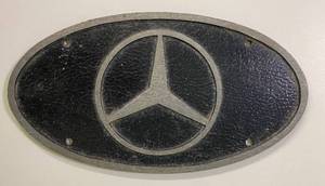 lot 2687 image: Vintage Mercedes Metal Car Placard - Highly Collectible Piece
