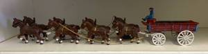 lot 2692 image: HUGE Vintage Cast Iron Horse and Wagon w Driver -   2 12 FEET LONG WOW