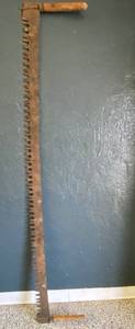 lot 2713 image: Vintage Large Two 2 Man Cross Cut Saw 71.5 Antique Logging Lumberjack