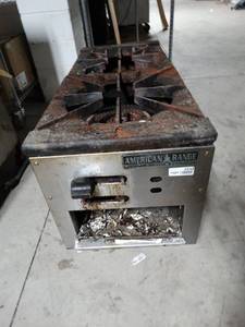 lot 2233 image: American Range Commercial 2 burner gas stock pot stove w gas line
