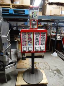 lot 2295 image: 5 select capsulestickertattoo vending machine on stand