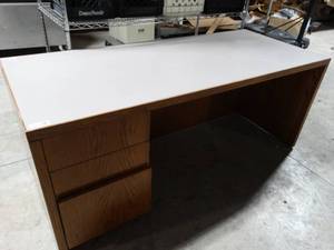 lot 2317 image: Shop desk wood office desk w drawers