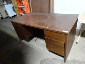 lot 2327 image: Shop desk wood office desk w drawers