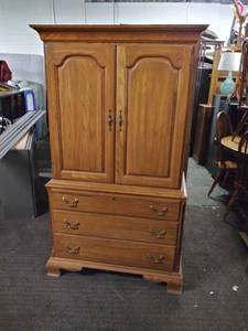 lot 5207 image: Wood Upright DresserArmoire with Doors