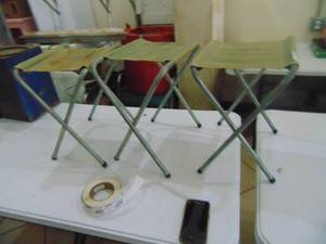 lot 3283 image: 3 Vintage Capming Stools - Foldable