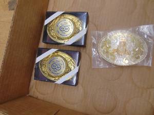 lot 3313 image: 3 Belt Buckles -1985 an 1986 Greenleaf Washington Co-Op