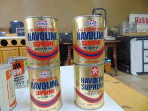lot 3317 image: 4 Composite Quart Cans of Texaco Havoline Motor Oil - Full