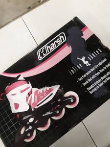 lot 2154 image: Youth Chicago Harsh Inline Skates - Abec3 Bearings - Pink & White Size 5-8