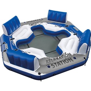 lot 2466 image: Intex Pacific Paradise Relaxation Station Water Lounge 4-Person River Tube Raft