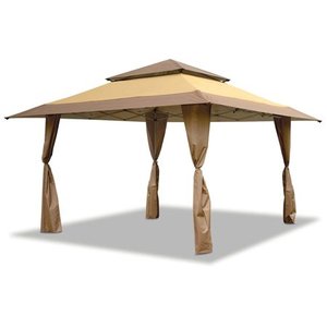 lot 2572 image: Z-Shade 13 x 13 Foot Instant Gazebo Canopy Tent Outdoor Patio Shelter, Tan Brown