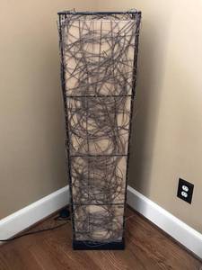 lot 2288 image: 46 Wicker and Burlap Floor Lamp