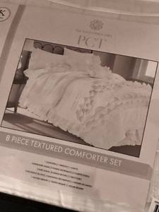 lot 2292 image: New King SizePearl White Amrapur Overseas Diana 8-piece Embellished Comforter Set