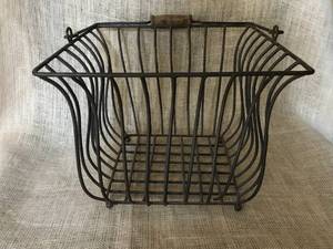 lot 2313 image: Large Metal Basket with wood handle