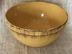 lot 2315 image: Made in Italy---Large Ceramic Yellow Antiqued Bowl