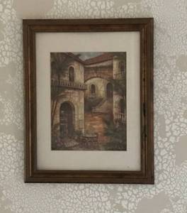 lot 2316 image: Framed Painting of Romantic European Village Scene