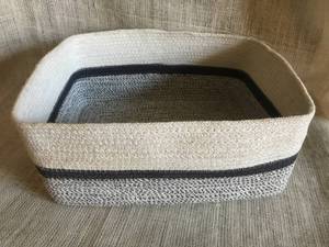lot 2318 image: New Woven Jute Basket--Blue and Creamed Colored