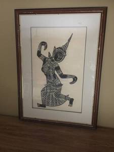 lot 2351 image: Framed Wall Decor--Textured Dancing Buddha