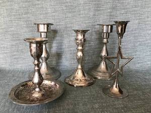 lot 2358 image: Set of Silver Candle Holders