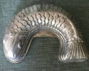 lot 2379 image: Silver Fished shaped jello moldwall decor