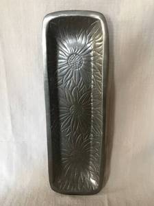 lot 2383 image: Silver Serving tray embossed with daisies