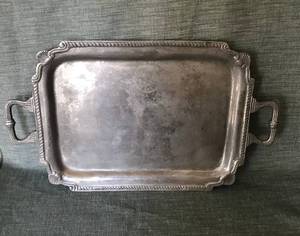 lot 2384 image: Silver Serving tray with handles