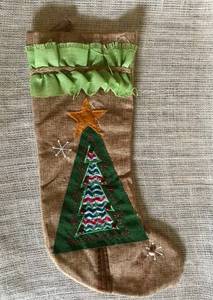 lot 2413 image: 18 Burlap Christmas Stocking