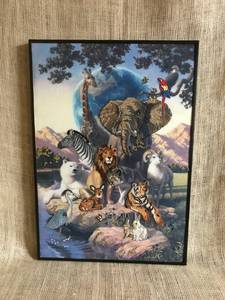 lot 2429 image: Framed Embroidery Wall Decor--Animal Plant (lots of color and texture)
