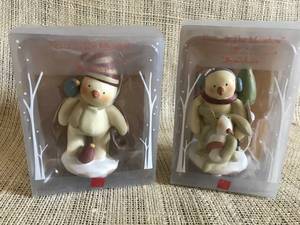 lot 2444 image: Peace in the Meadows by Bonnie Lynn--Snowman Figurines (set of 2)