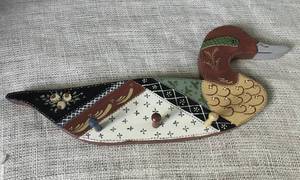 lot 2449 image: Wood Wall peg board shaped like duck
