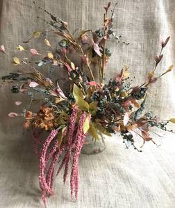 lot 2465 image: Pastel and Lots of Color (Floral and glass vase)