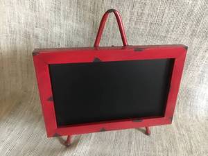 lot 2541 image: Red Metal Chalk Board with stand