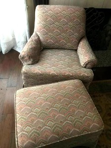 lot 2299 image: Arm Chair and Ottoman