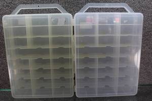 lot 2753 image: Lot of 2 Clear Double-Sided Handled Toy Car Storage Cases -Holds 48 Cars Each