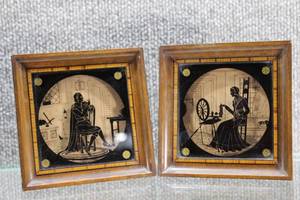 lot 2786 image: Lot of 2 Silhouette Glass Pictures