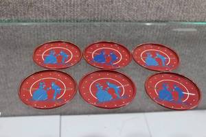 lot 2784 image: Lot of 6 Tin Coasters