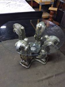 lot 5255 image: Ornate Glass Top Dining Table