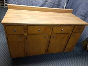 lot 14094 image: Rolling Kitchen Cabinet with Counter and Drawers