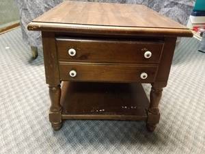 lot 14096 image: Wooden End Table with Drawer