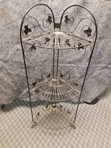 lot 14099 image: Collapsible Metal Corner Plant Stand