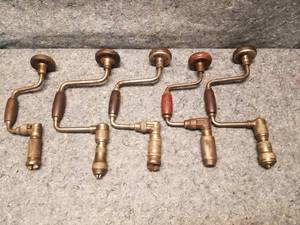 lot 14161 image: Lot of 5 Vintage Bit Braces (Manual Drills)
