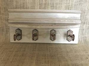 lot 2891 image: Wood Wall Decor with rustic key hooks