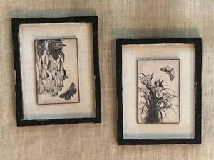 lot 2898 image: Set of Black Framed Rustic NatureButterfly Wall Decor