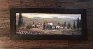 lot 2899 image: Large Framed Wall Art--Tuscany Winery Scene