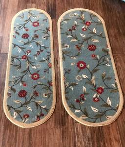 lot 2908 image: Ottomanson Floral Garden non skid Oval Rugs (Seafoam)