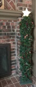 lot 2926 image: Handmade Rustic Christmas Tree with Wood Star topper and lights--46 height