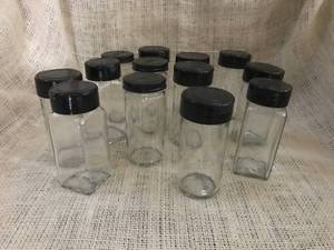 lot 2938 image: Glass Spice Jars with lids (set of 12)