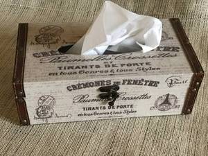 lot 2941 image: Paris themed wood tissue box