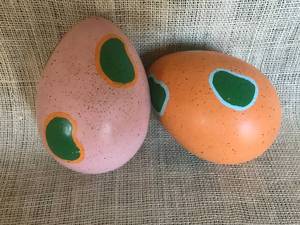 lot 2979 image: Oversized Painted Country Eggs