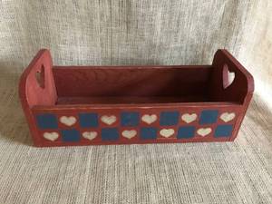 lot 2983 image: Painted Wood box with hearts