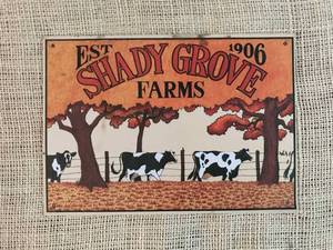 lot 2986 image: Shady Groves Farms Wall Tin